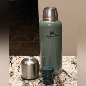 Stanley Classic Green and Silver Stainless Steel 25 oz Thermos with Cup and Lid